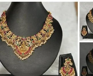 Traditional Matte Finish Temple Jewellery Set