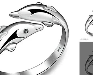 Rvm Jewels Double Dolphin Adjustable Ring Silver Plated (Temple Dance Jewellery)